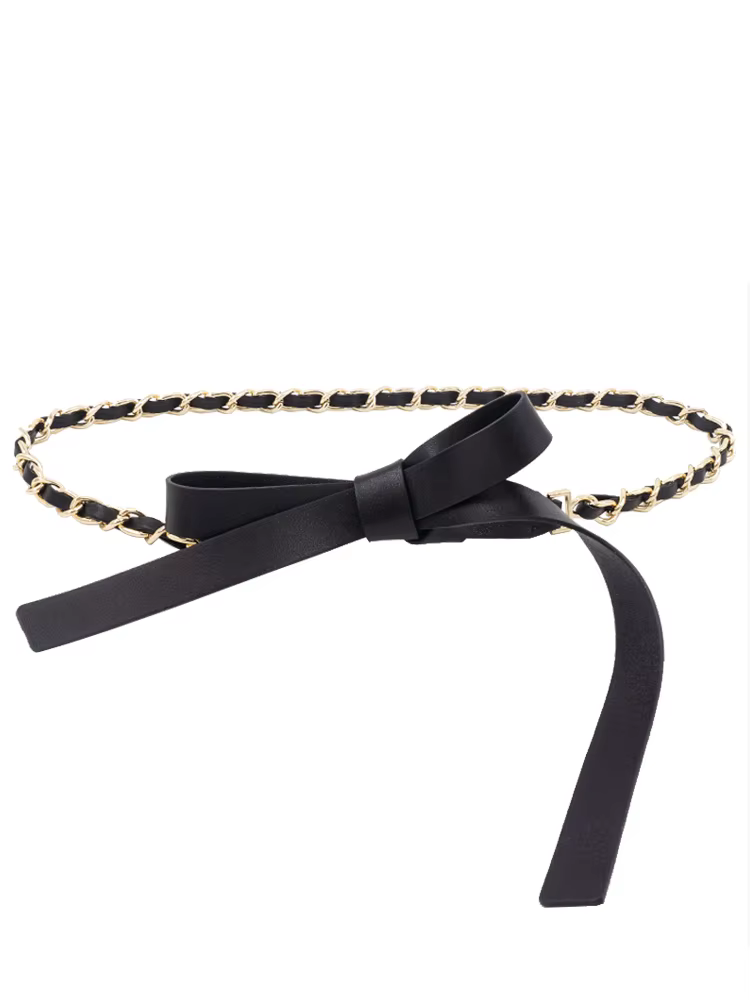 Ceinture fine nouée en cuir de mouton souple