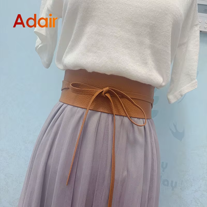 Mode femmes ceinture pour robe en cuir nœud papillon larges ceintures