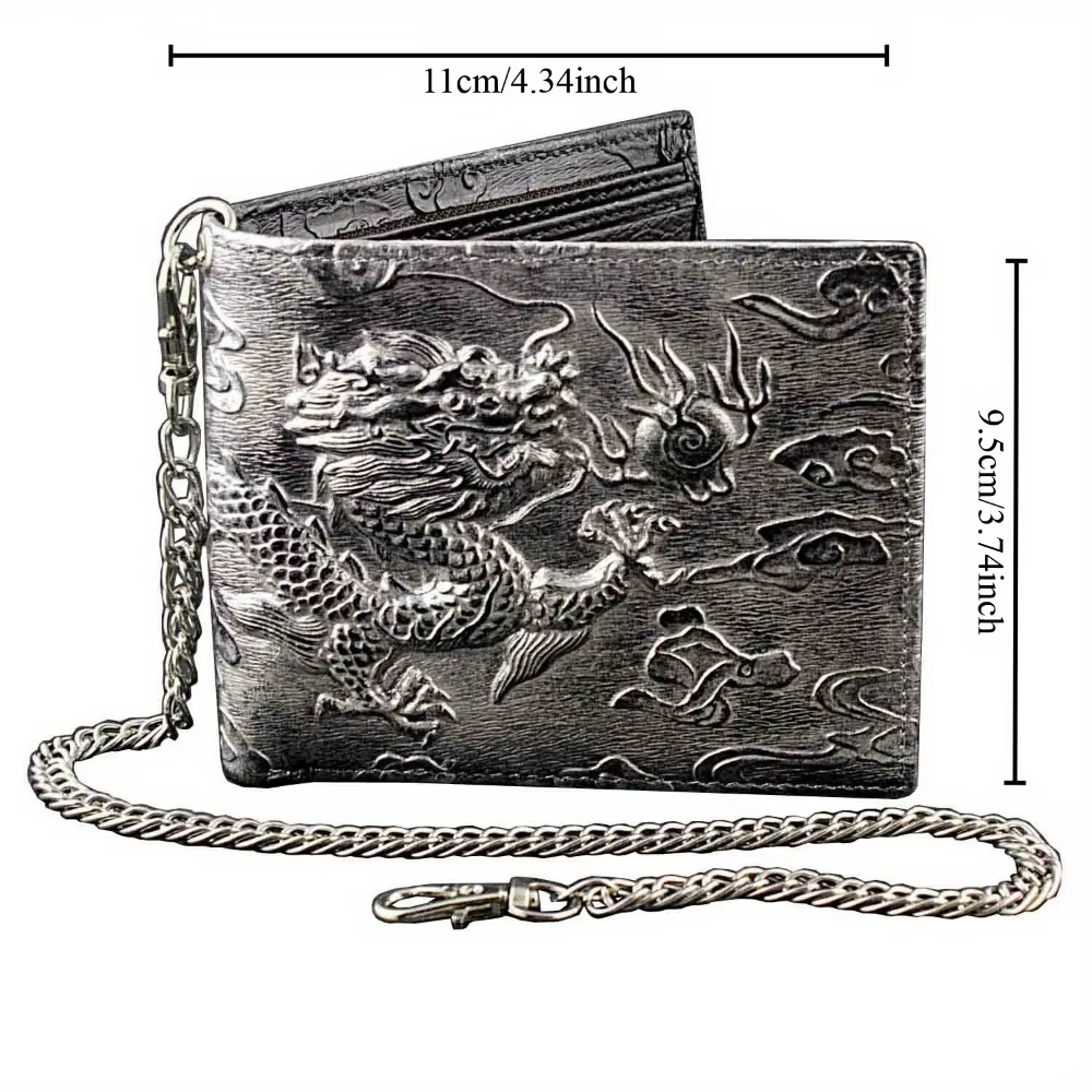 Portefeuille pour homme Punk Rock Biker avec chaîne en métal