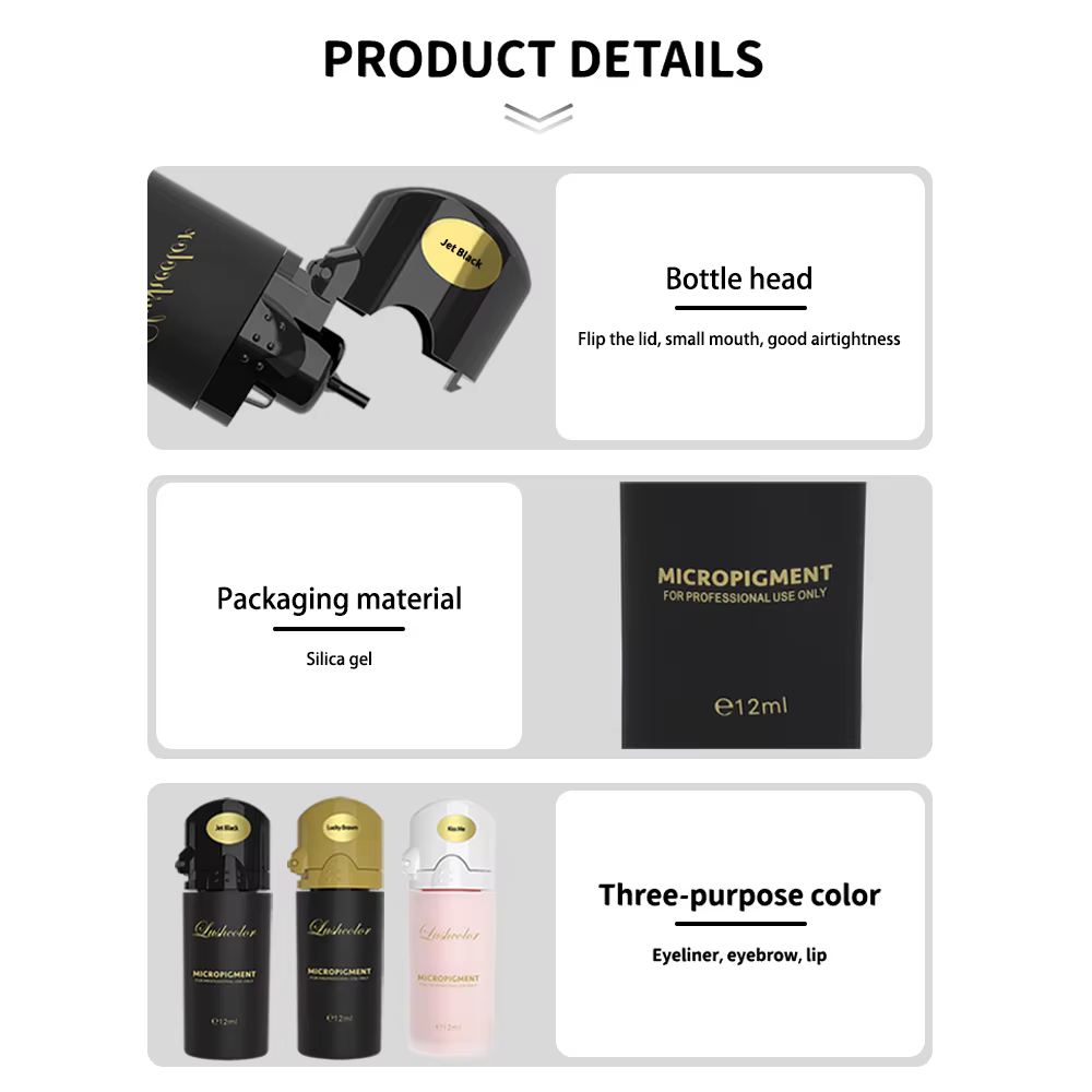 Lushcolor 12ml Pigment Semi-Crémeux Inorganique pour Tatouage, Maquillage Permanent, Encres Manuelles de Microblading pour Lèvres, Sourcils, Eyeliner – Beauté