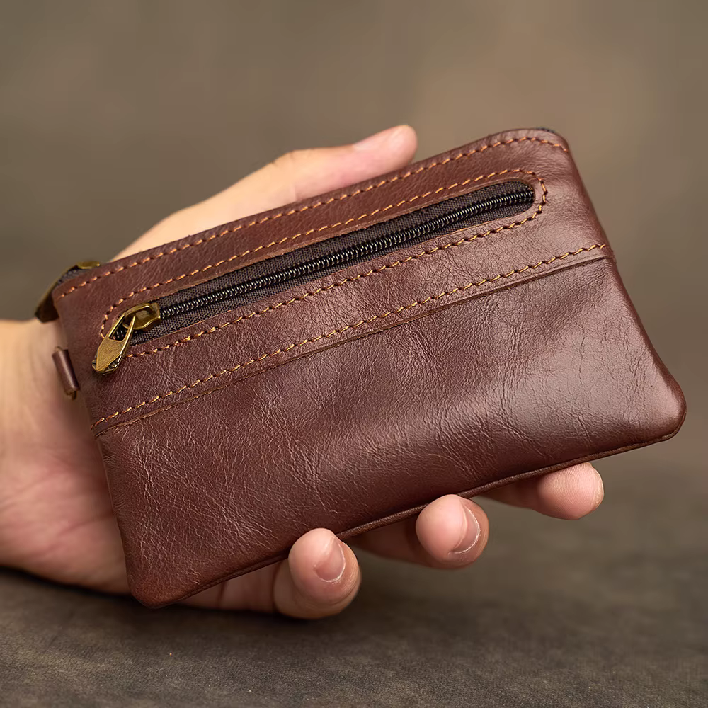Porte-monnaie en cuir véritable pour hommes et femmes