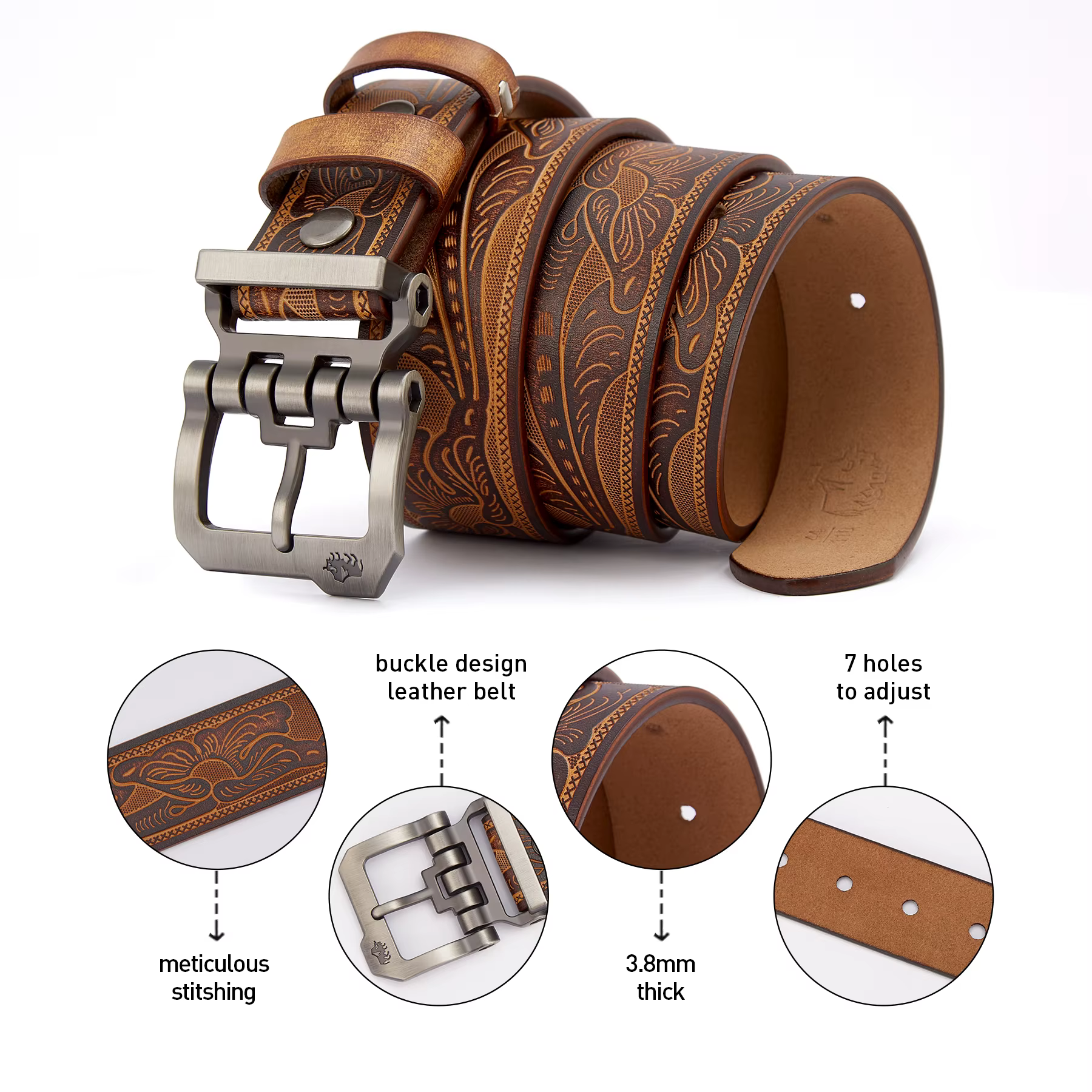 BISON DENIM en cuir véritable hommes ceinture Vintage haute qualité taille sangle de luxe boucle ardillon mâle meilleur cadeau ceintures décontractées pour jean