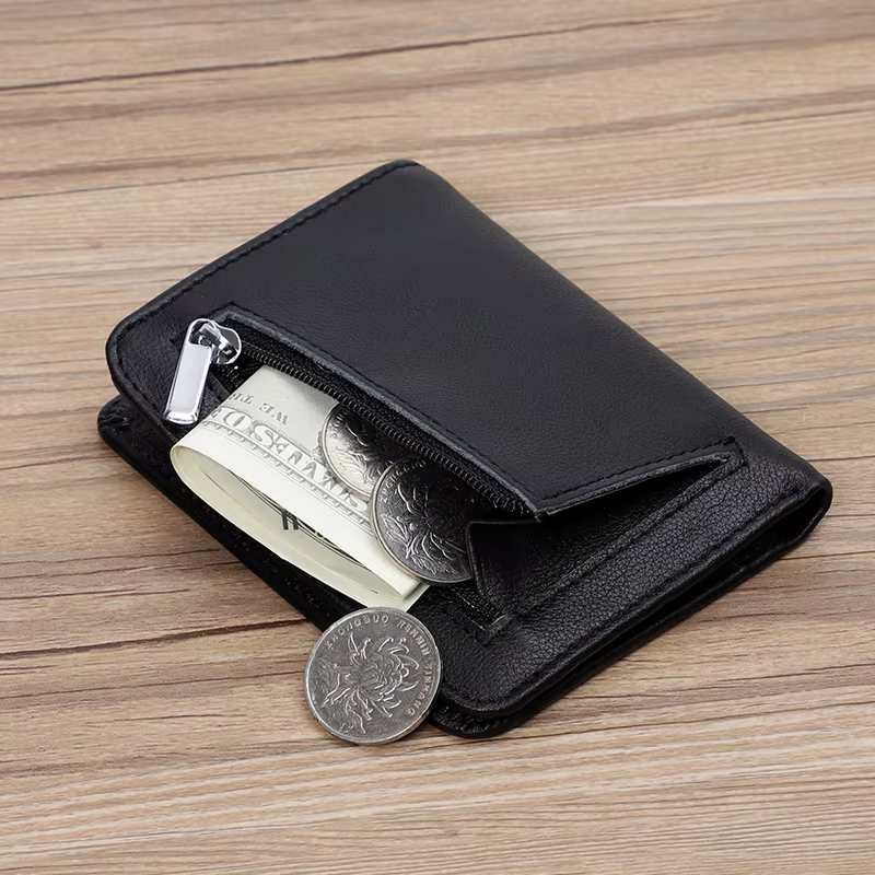 Portefeuille mince hommes en cuir véritable