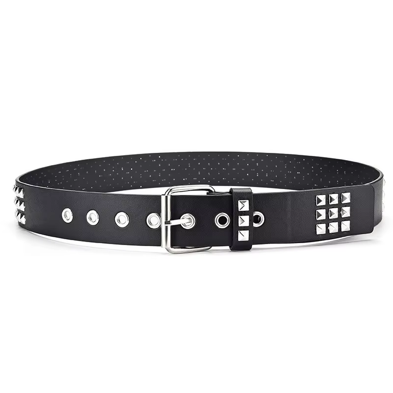 Nouvelle ceinture de style vintage avec perles carrées et rivets