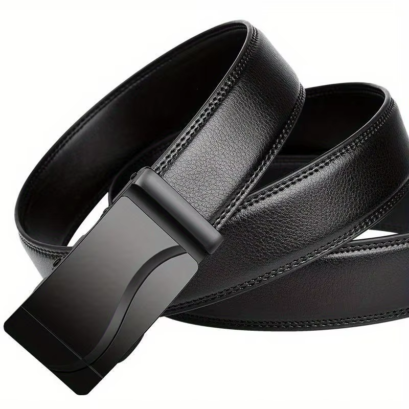 Ceinture en cuir pour homme avec boucle automatique en alliage métallique