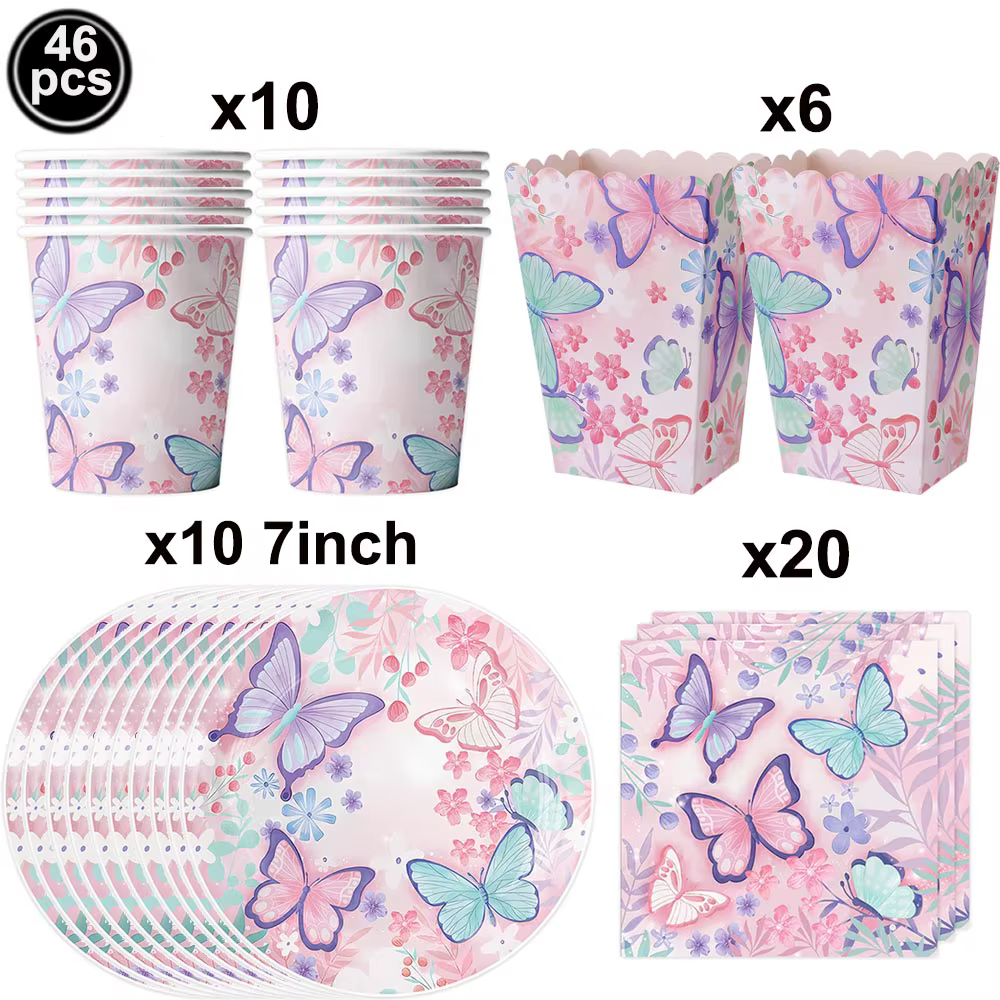 Porte-clés papillon de dessin animé, cadeau de fête d'anniversaire, anneau en caoutchouc, Bracelet, décoration de fête sur le thème de la papillon pour fille