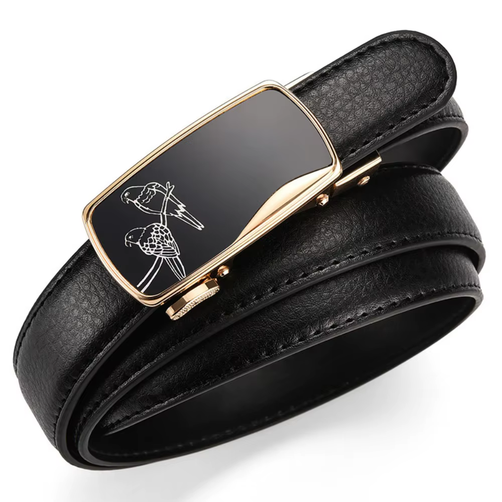 Ceinture noire de haute qualité avec boucle automatique pour femme