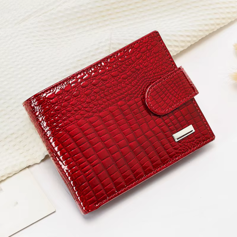 Portefeuille en cuir véritable, style court, tendance, grande capacité, portefeuille en cuir verni haut de gamme, multifonctionnel, 80% de réduction