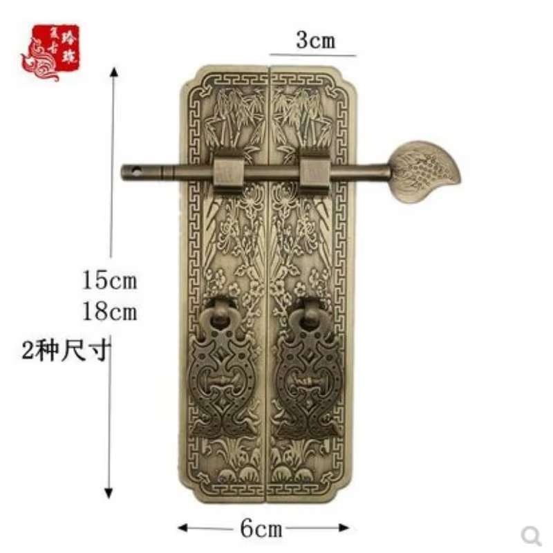 1 ensemble de poignées de porte en cuivre pur, style rétro chinois, pour portails et meubles