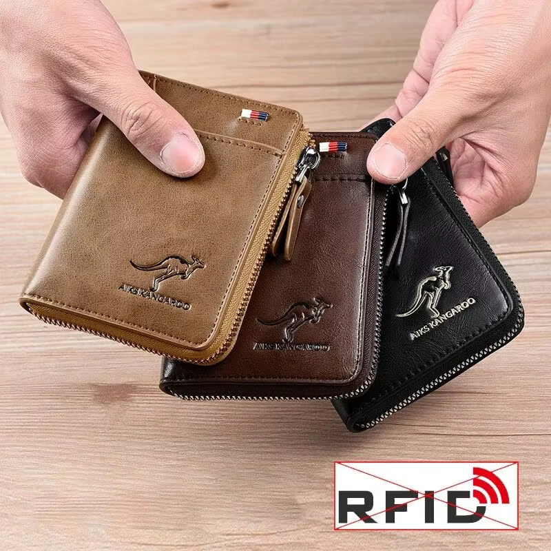 Portefeuille pour hommes en cuir porte-carte de visite fermeture éclair sac à main portefeuilles de luxe