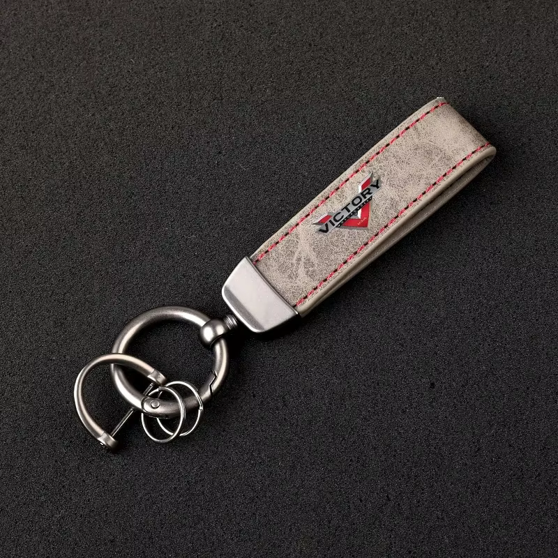 Porte-clés en forme de fer à cheval en cuir vintage imprimé HD pour accessoires moto VICTORY