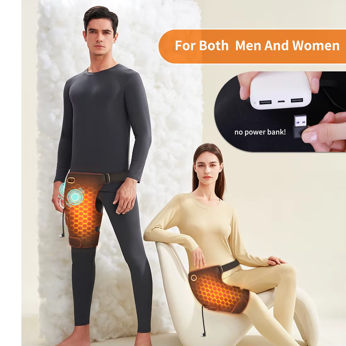 Ceinture de soutien lombaire chauffante avec coussin chauffant pour soulager les hanches, les cuisses et les fesses