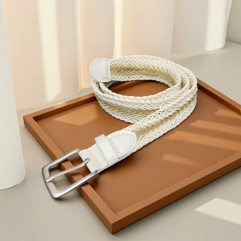 Ceinture Tressée Rétro Tendance et Élégante avec Boucle à Broche Sans Perçage