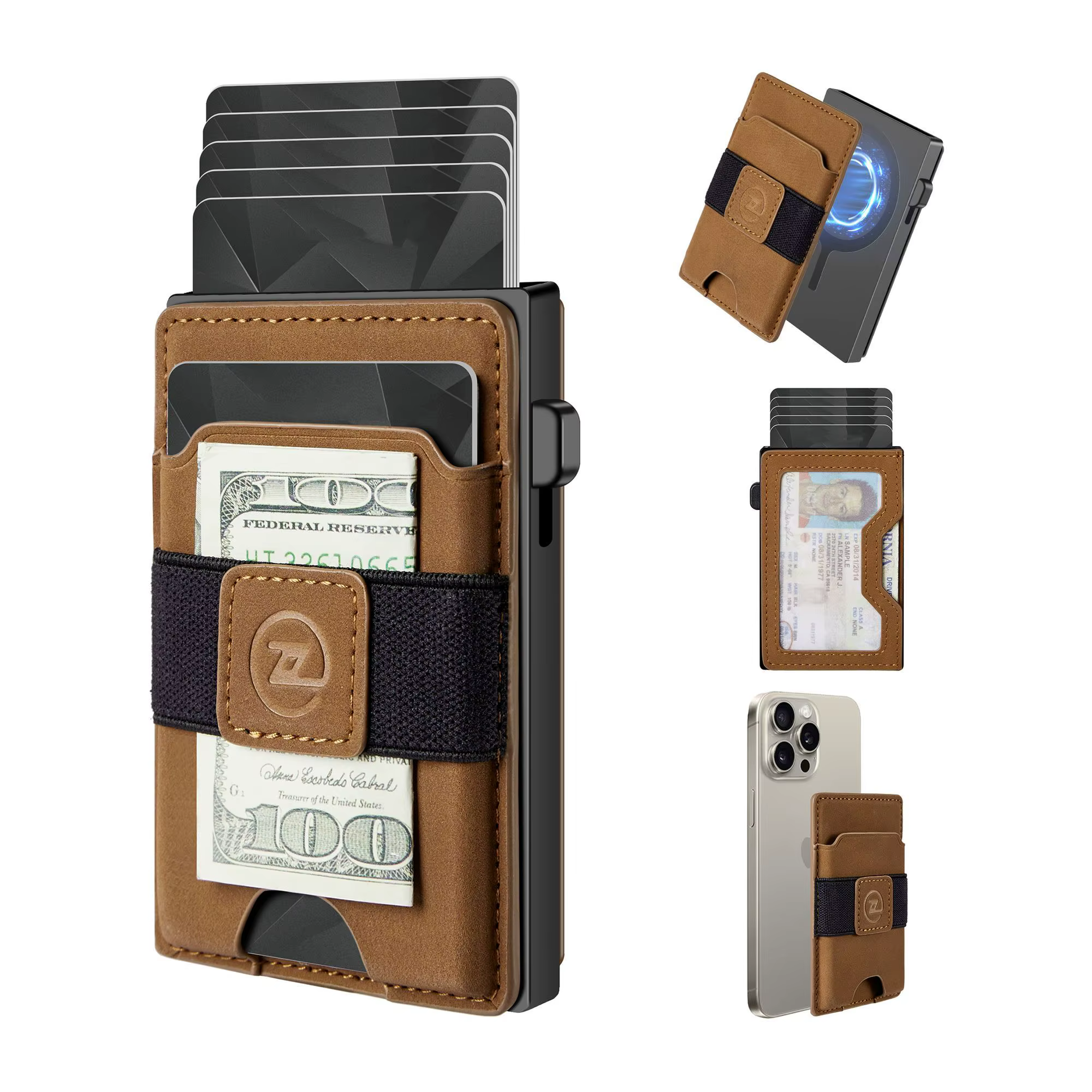 Porte-cartes en cuir double usage pour homme avec protection RFID