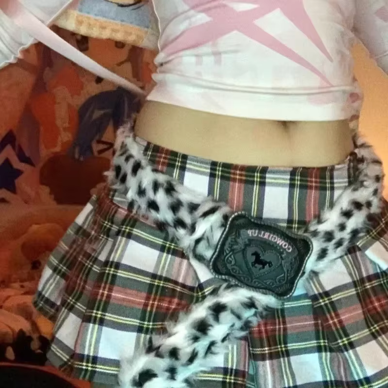 Ceinture en fourrure de cow-girl léopard pour hommes et femmes