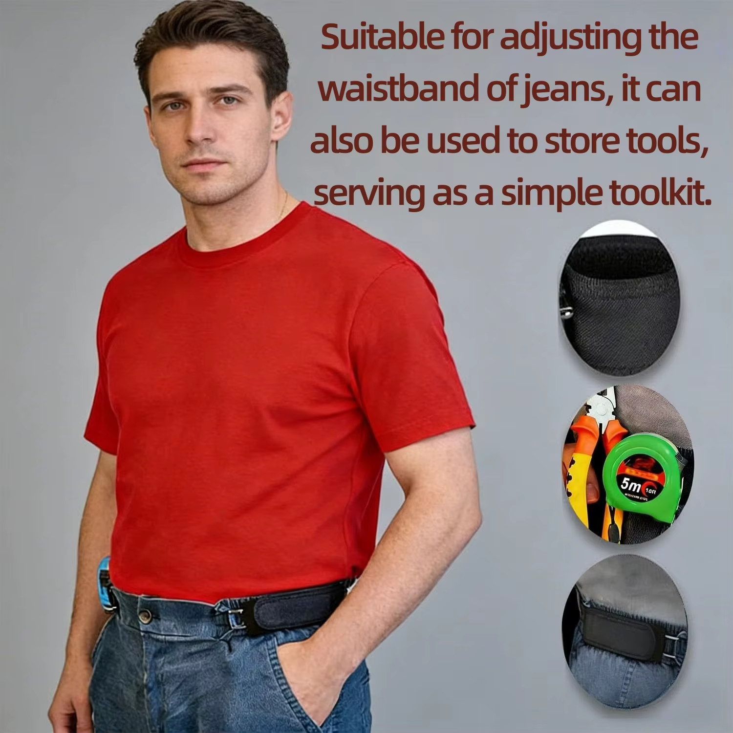 Ceinture élastique réglable à velcro pour hommes