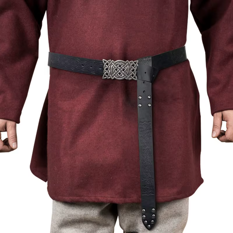 Ceinture à rivets nordiques en cuir PU pour hommes