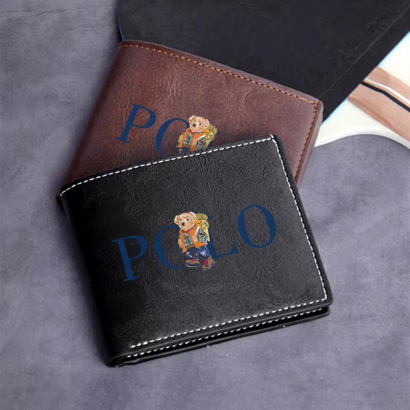 Portefeuille en cuir PU brodé POLO BEAR pour homme