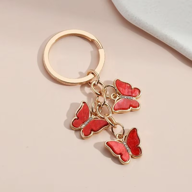Porte-clés papillon en biscuits exquis pour femme, porte-clés insectes en émail mignon, pendentif pour sac à main, ornements, cadeaux pour amis