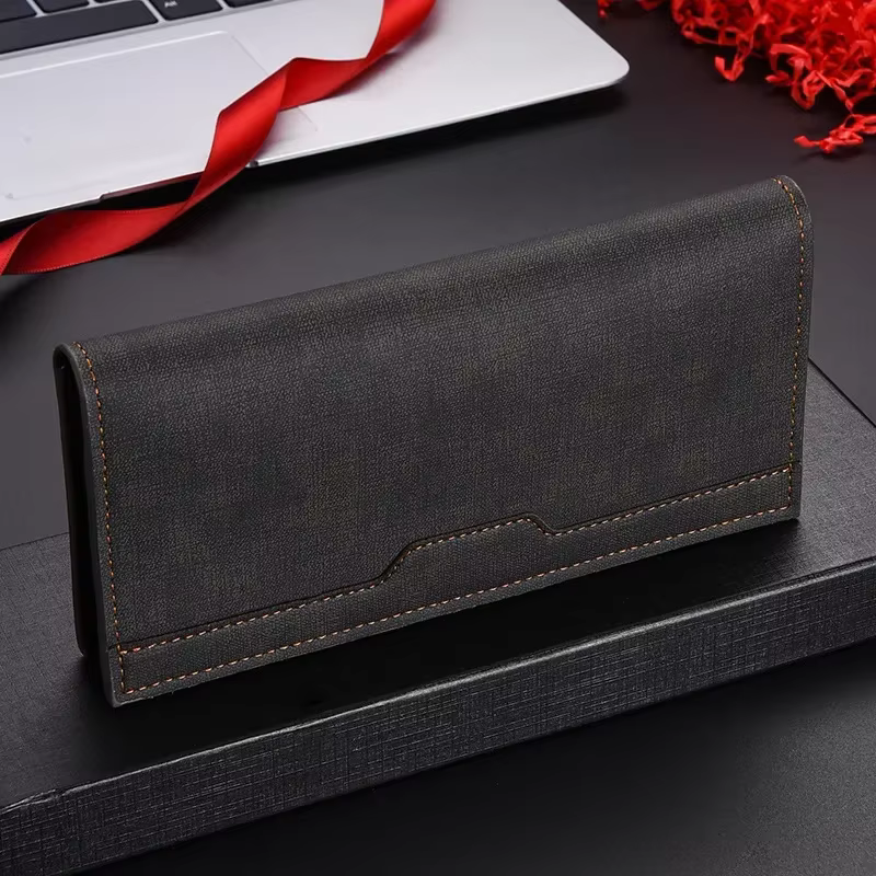 Portefeuille en cuir pour hommes porte-carte d'identité sac à main chéquier longue pochette à deux volets sac d'argent d'affaires homme portefeuilles Cartera Hombre Carteras