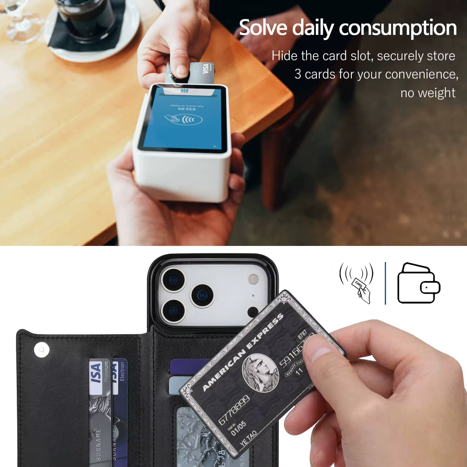 Étui portefeuille avec porte-carte pour iPhone 17/Air/17 Pro/17 Pro Max