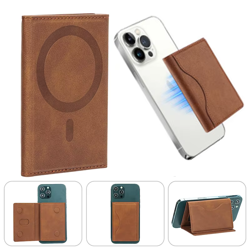 Magsafe porte-carte en cuir PU à trois volets