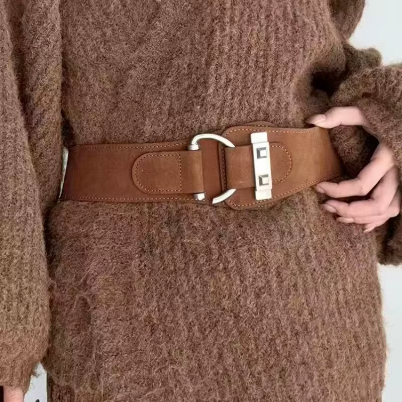 Ceinture large en daim pour femmes
