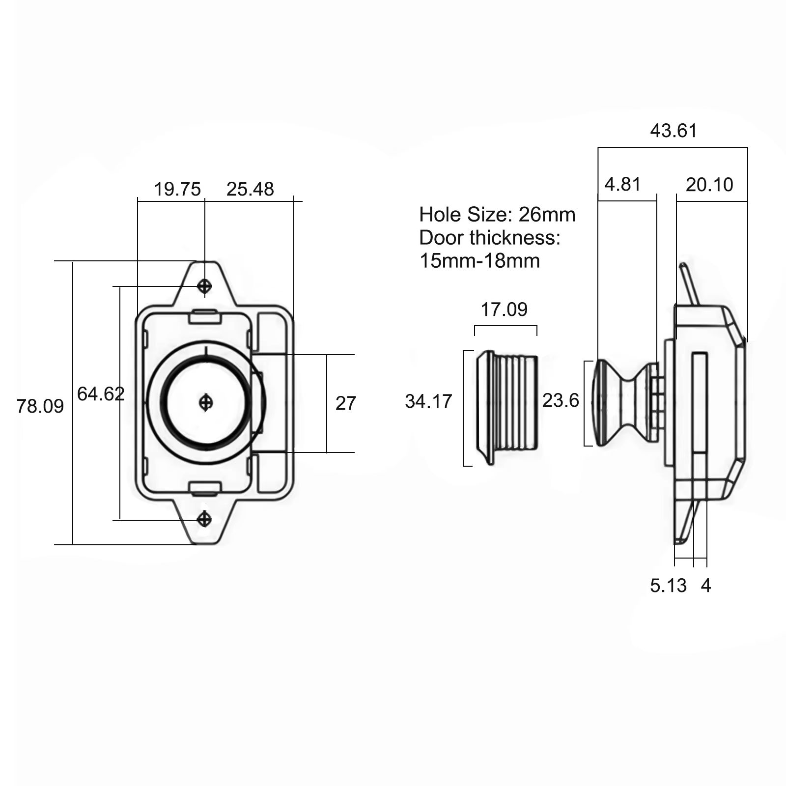 Bouton poussoir de voiture, serrure de porte de placard, serrure de placard sans clé pour armoire de camping-car, bouton de verrouillage de caravane