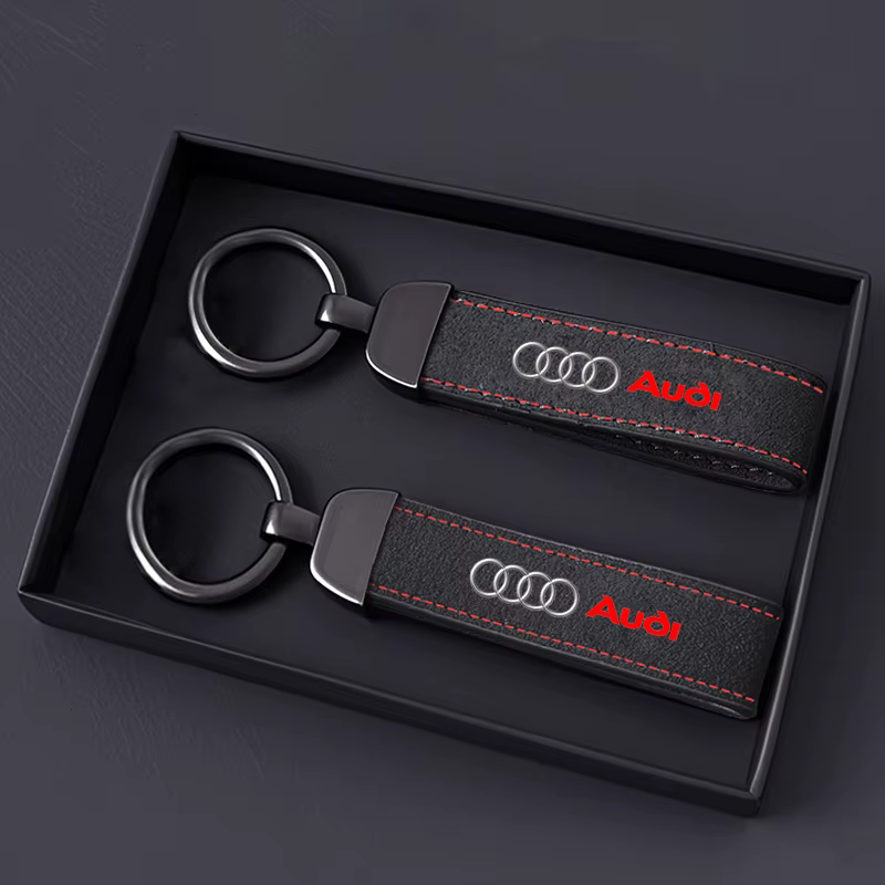 Porte-clés en daim avec emblème pour Audi A1 A2 A3 A4 A5 A6 A7 A8 Q1 Q2 Q3 Q4 Q5 Q6 Q7 Q8 TT S5 B8