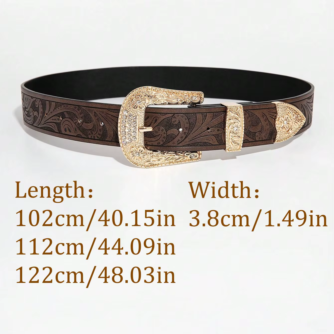 Ceinture marron vintage sculptée de style occidental pour femme