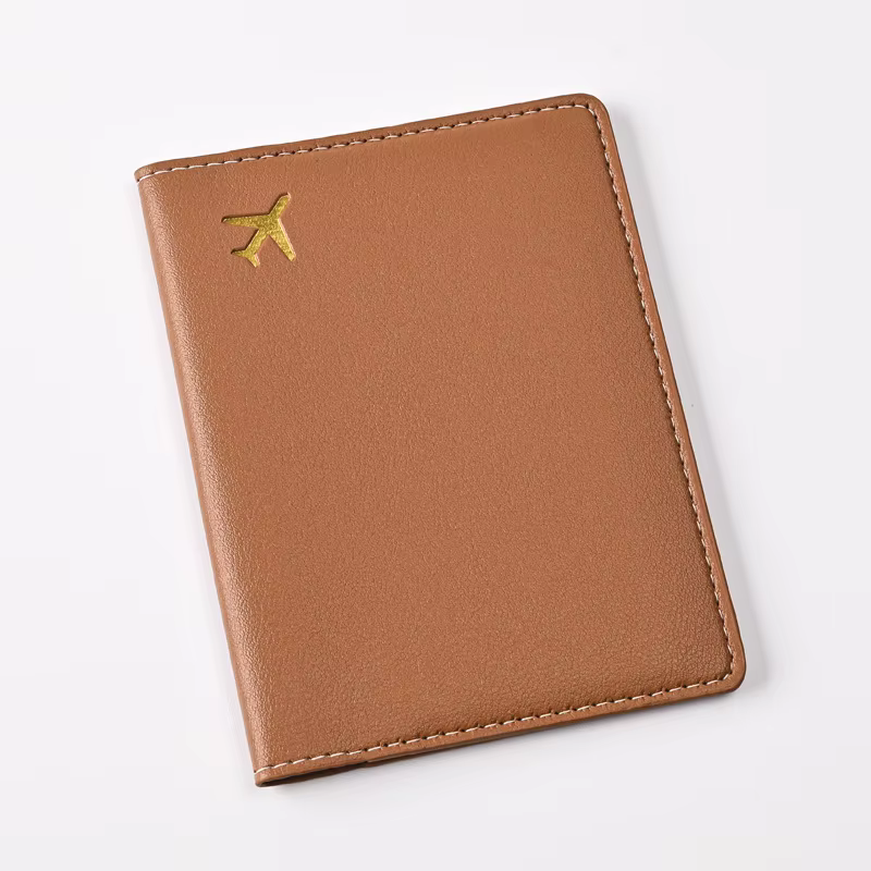 Porte-passeport en cuir PU de couleur unie pour femmes et hommes