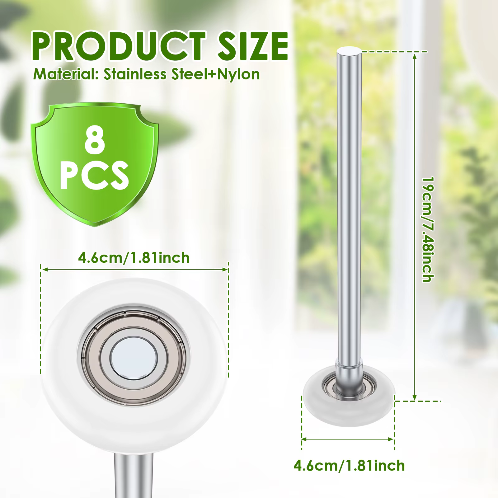 Roue de porte de garage en nylon résistant à haute pression, avec roulement scellé pour meubles, rouleau de porte de garage en nylon et acier inoxydable, 8 pièces