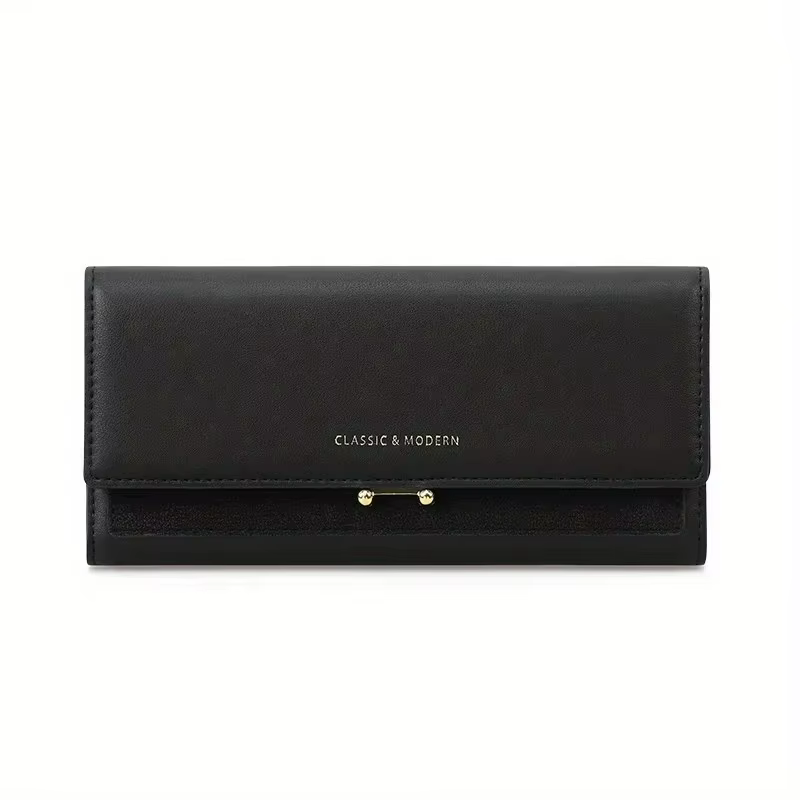 Portefeuille long en cuir PU pour femme