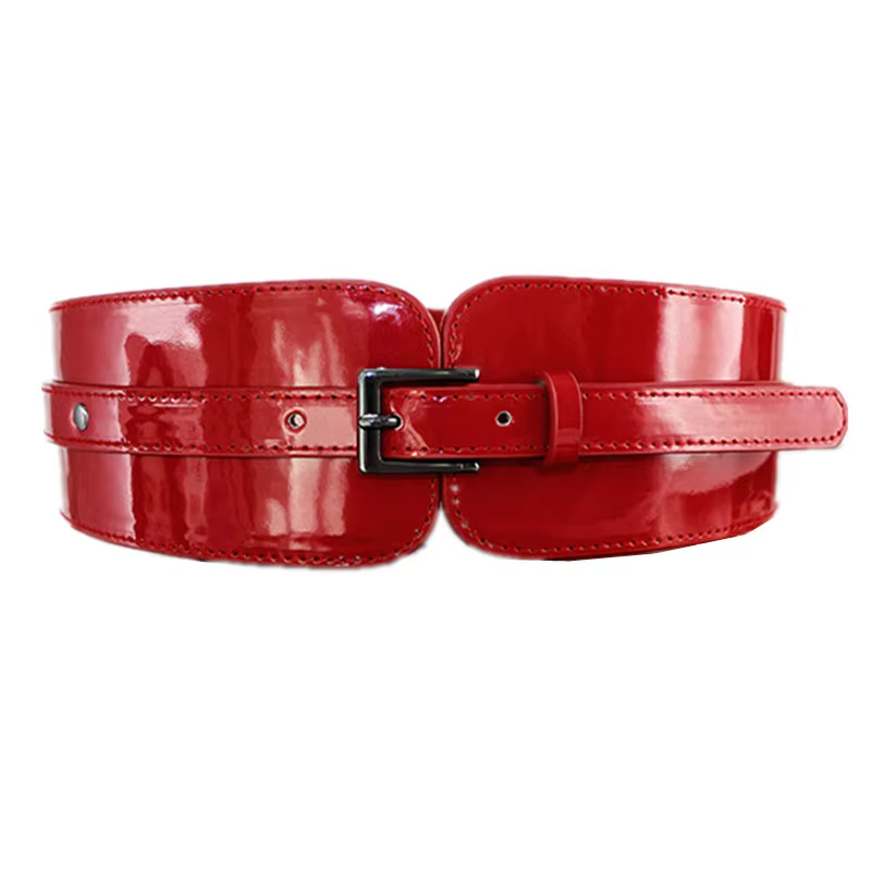 Ceinture large en cuir verni pour femme