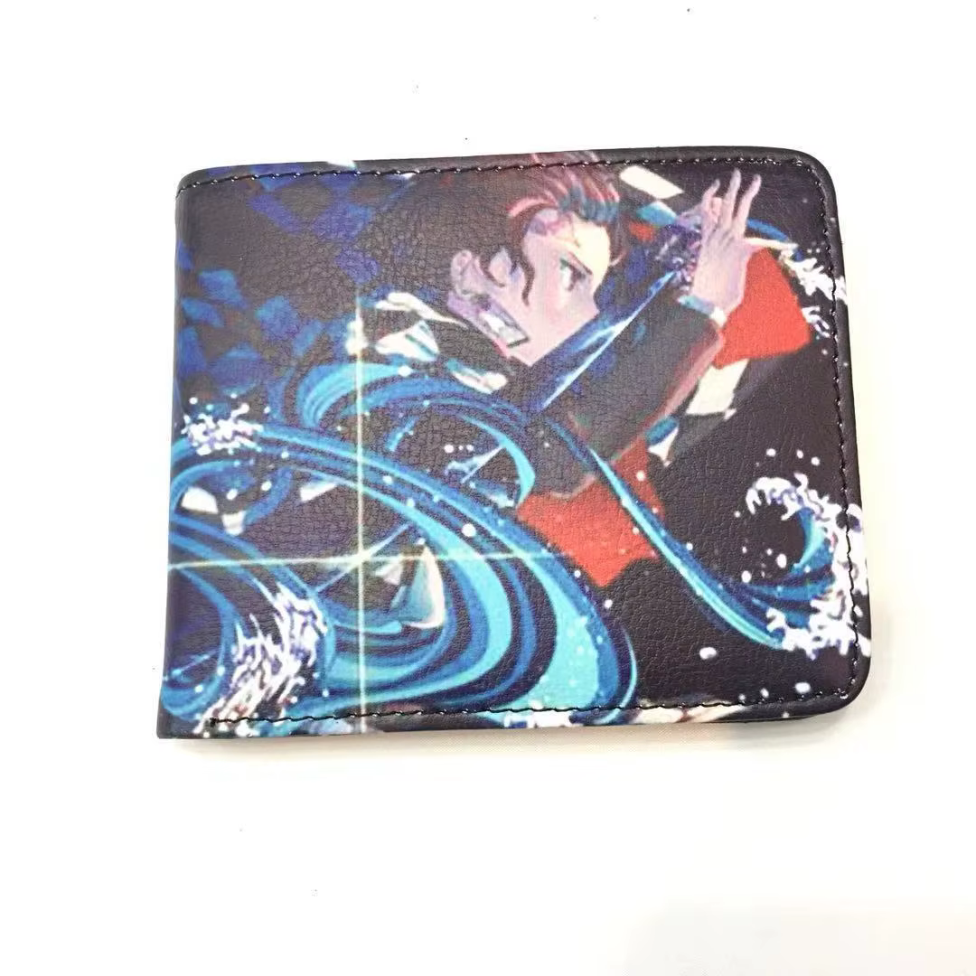 Portefeuille Demon Slayer Kamado Tanjirou pour hommes et femmes, sac à main de dessin animé, portefeuilles courts en cuir, cadeau de jouets