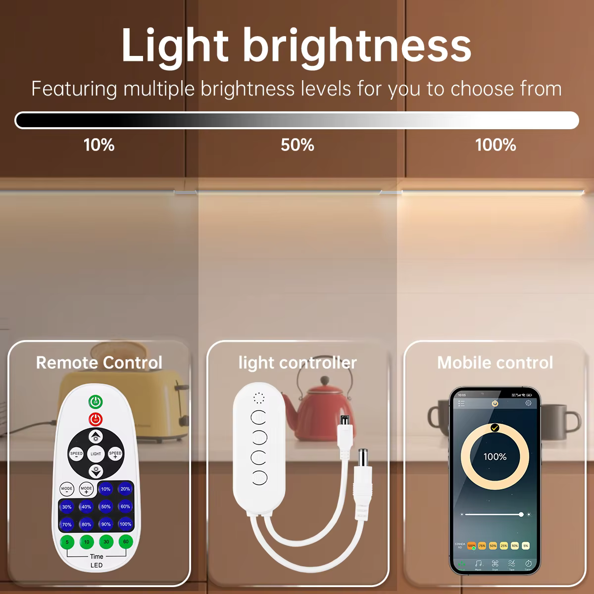 Barre lumineuse LED efficace, variable à la chaleur, télécommande RF/contrôle Bluetooth 12V 30CM/40CM/50CM, éclairage nocturne pour cuisine et salon, 1 à 6 pièces