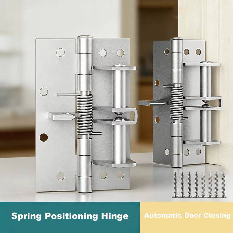 Charnière de porte à fermeture automatique 90° °   Charnière à ressort de positionnement en acier inoxydable à fermeture automatique pour porte en bois, salle de bain, cuisine