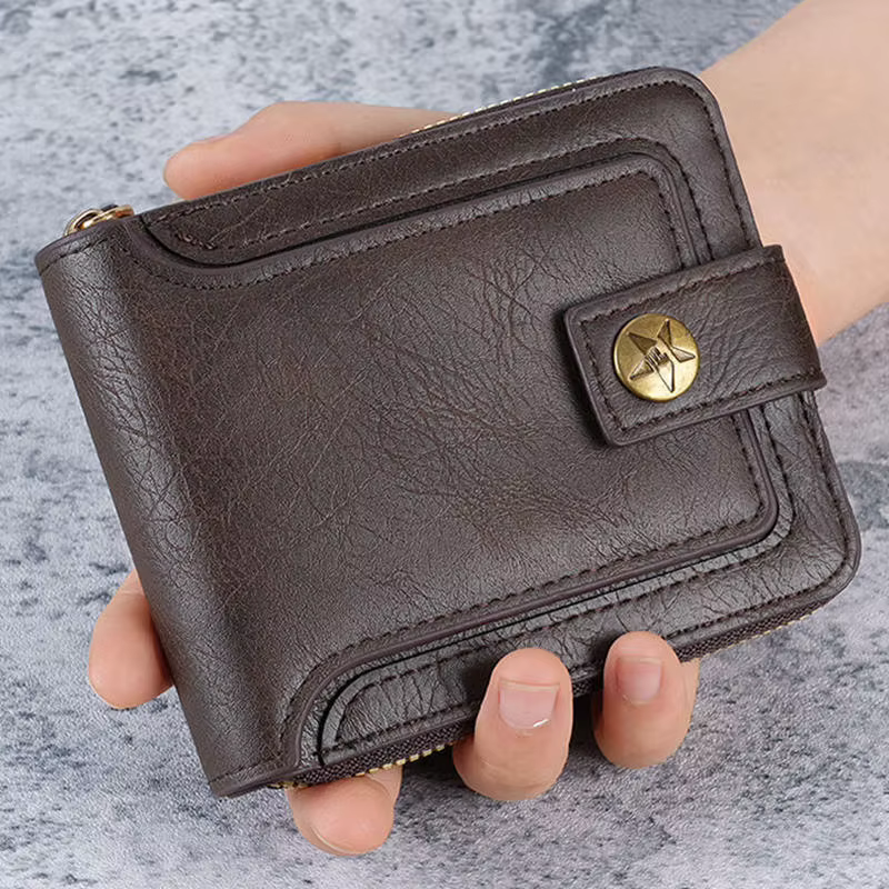 Portefeuille pour homme en PU avec fermeture éclair