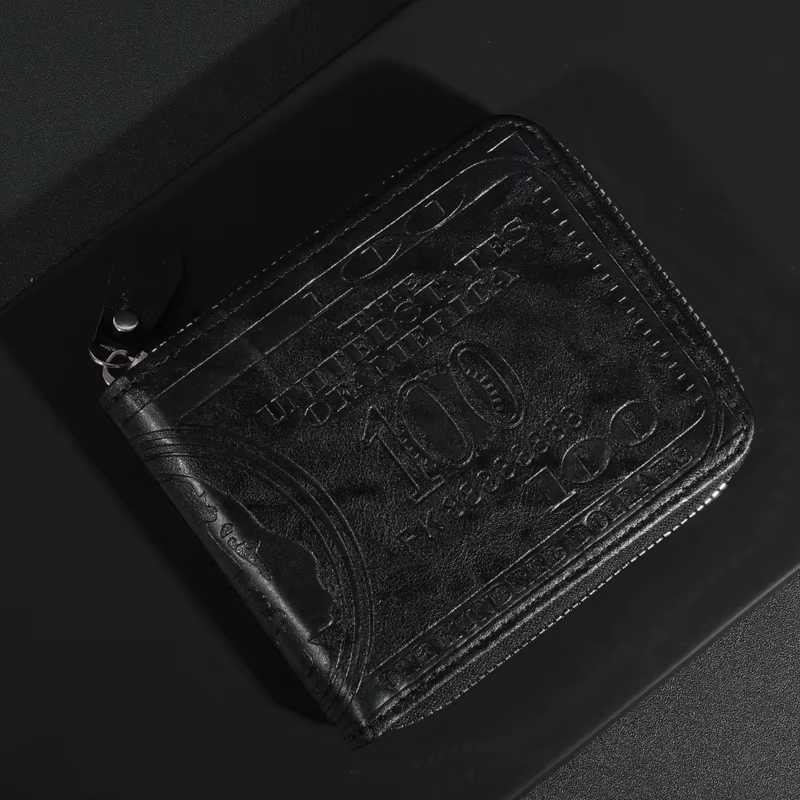 Portefeuille en cuir pour hommes à la mode avec un dollar américain – Espace et élégant avec porte-carte photo pour un usage quotidien