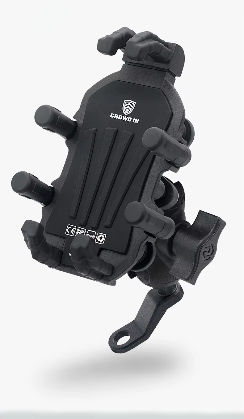 Support de téléphone portable pour moto et voiture en alliage d'aluminium, avec absorption des chocs améliorée, pour véhicule électrique, fixation sur rétroviseur ou siège extérieur