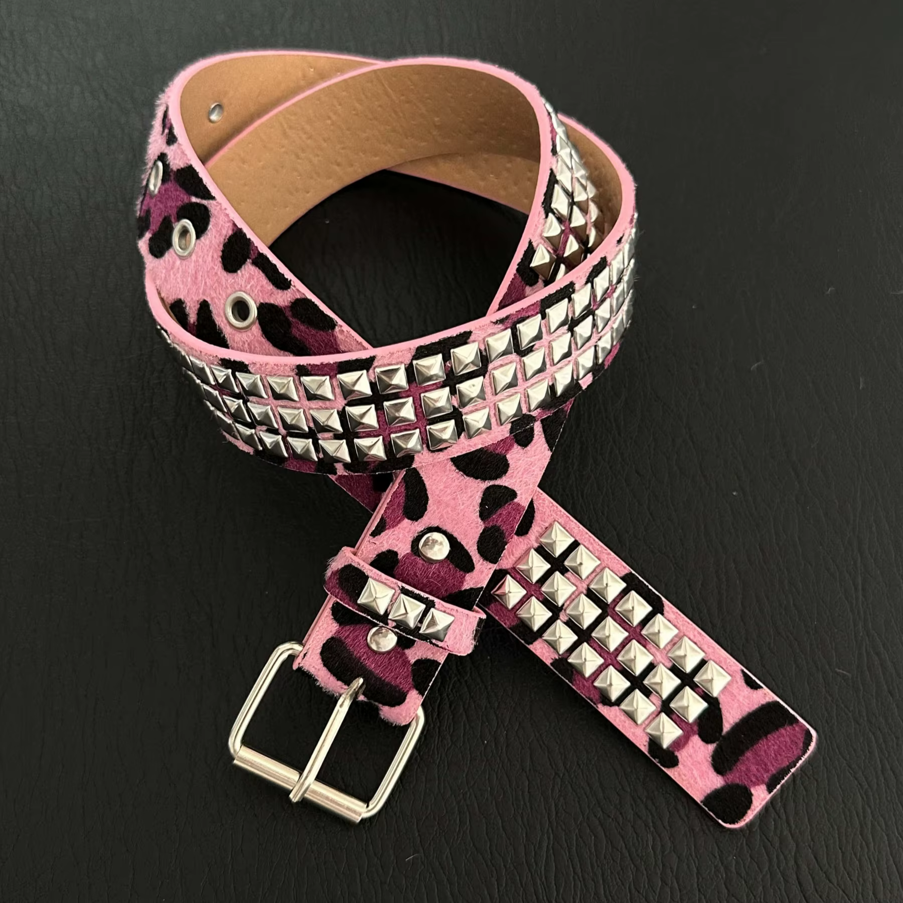 Ceinture unisexe Y2K à imprimé léopard