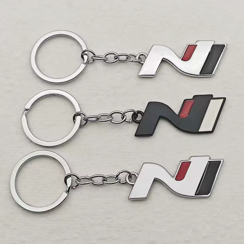 Porte-clés de voiture en métal 3D, Logo de luxe, emblème N, pour Hyundai i30 i40 i20 ix35 coupé Tucson Sonata Elantra Kona, accessoires