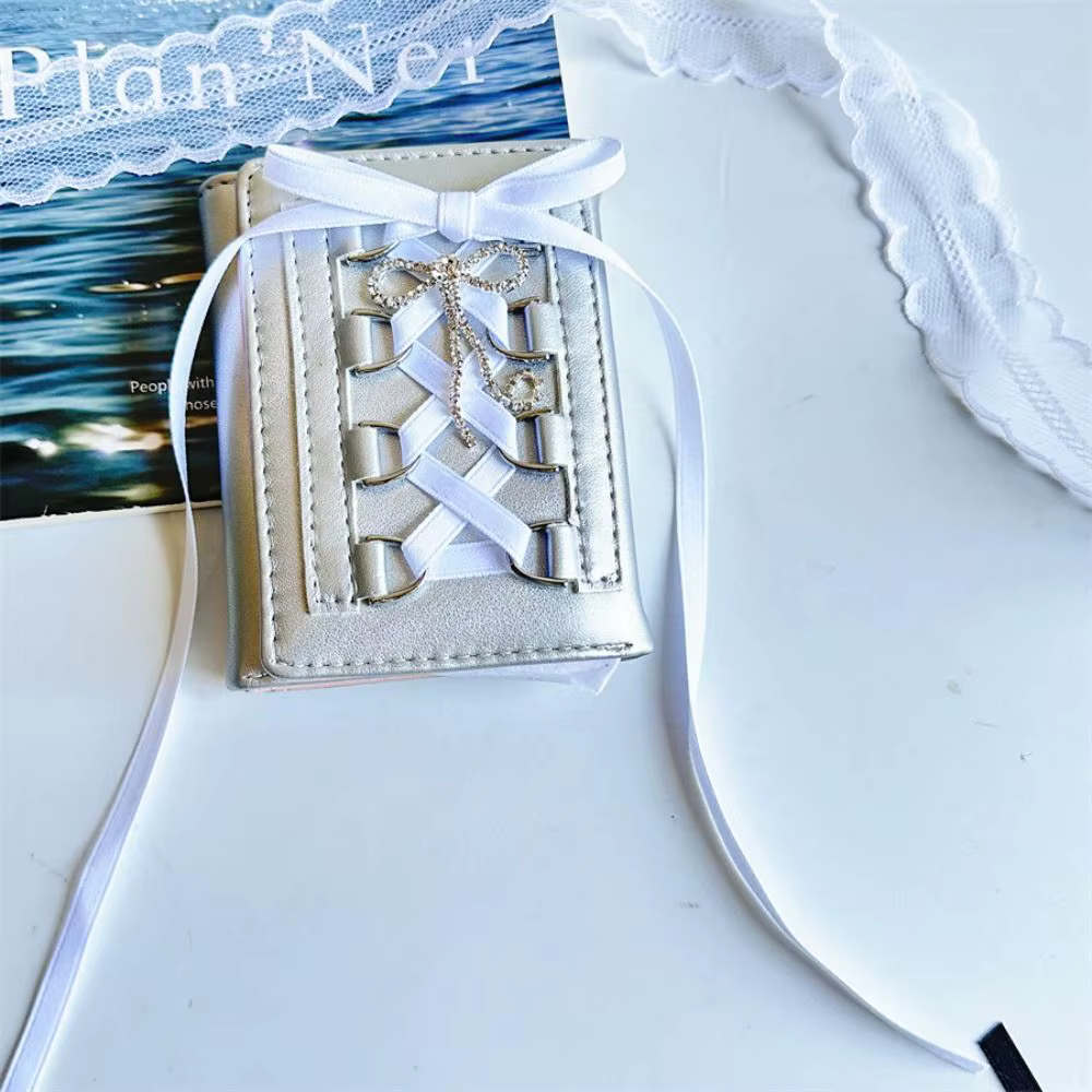 Portefeuille en argent doux Y2K pour femmes et filles