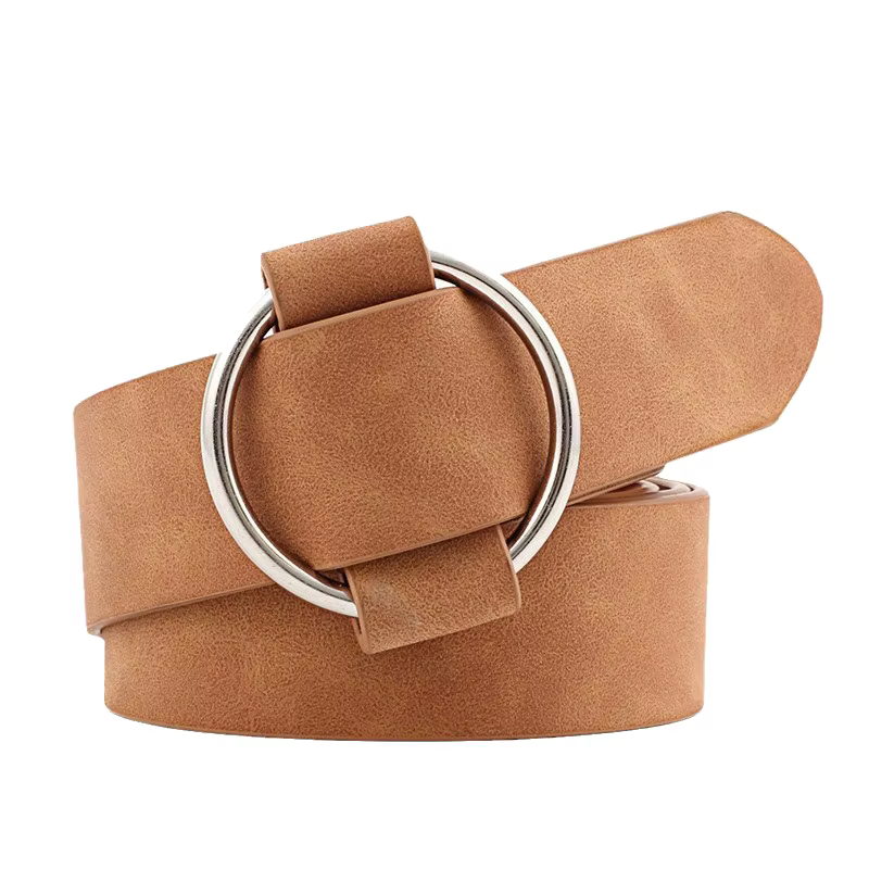 Ceinture tendance en simili cuir pour femmes, Design à boucle ronde, Simple et polyvalente, décoration pour jeunes étudiants, ceinture en jean