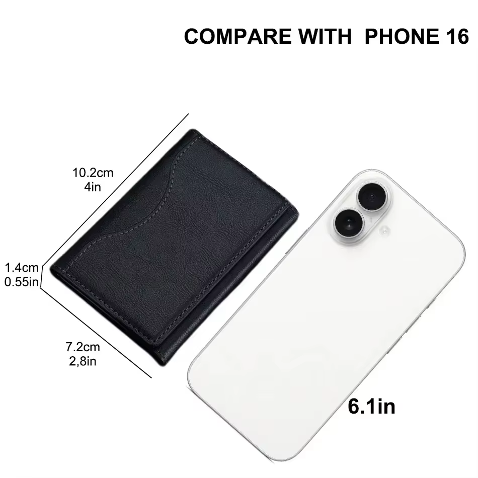  Magsafe Porte-cartes en cuir PU pour hommes et femmes – Portefeuille de cartes magnétiques élégant pour téléphone 16/15/14/13/12 Pro Max Mini 