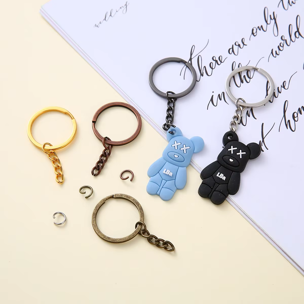 10/20/50/100 pcs/lot porte-clés porte-clés 6 couleurs plaqué 30mm rond fendu porte-clés en gros