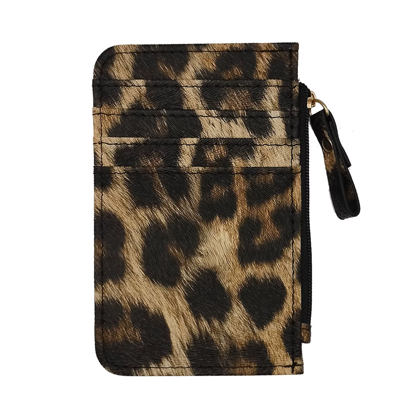 Nouveau portefeuille de cartes mince en cuir motif léopard pour femmes et hommes petit porte-monnaie à fermeture éclair sac porte-carte de crédit d'affaires beaux cadeaux