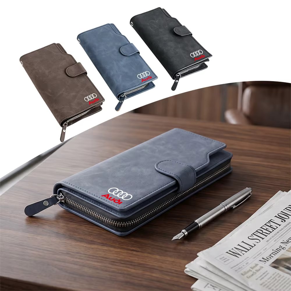 Portefeuille de rangement pour permis de conduire et cartes de crédit avec logo Audi Sline TT RS S Quattro A3 A4 A5 A6 A7 S3 S4 S5 S6 S7 Q3 Q4