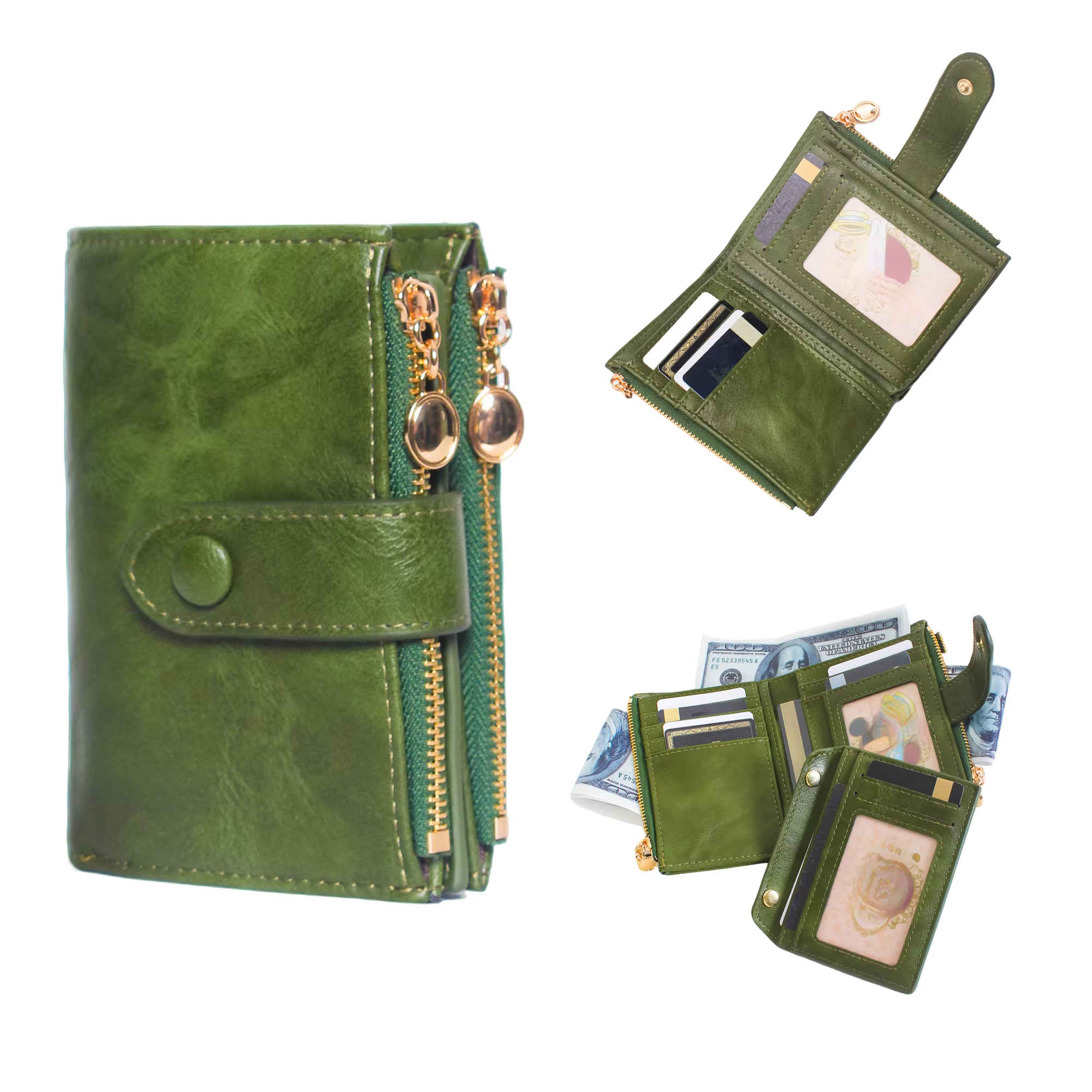 Portefeuille court vintage pour femme