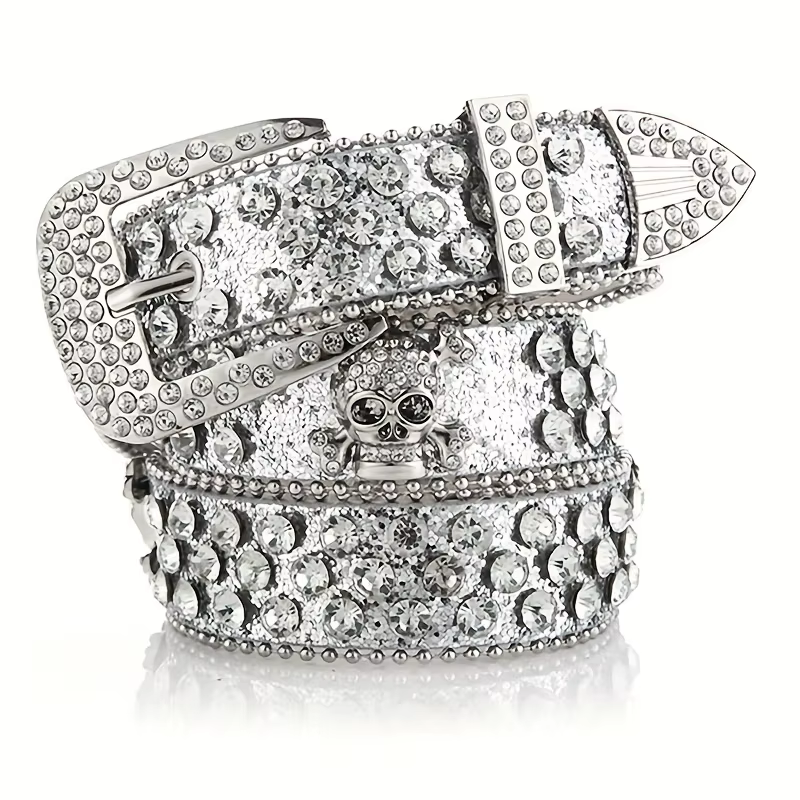 Glamour ceinture en PU rivetée en strass : l'accessoire parfait de style occidental pour les jeans Y2K!